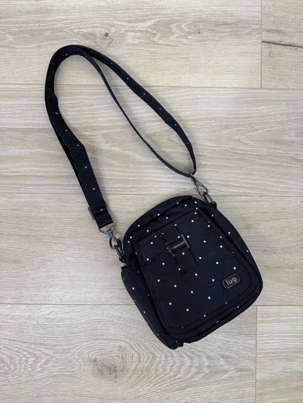 Lug Black Polkadot Can Can Crossbody Bag